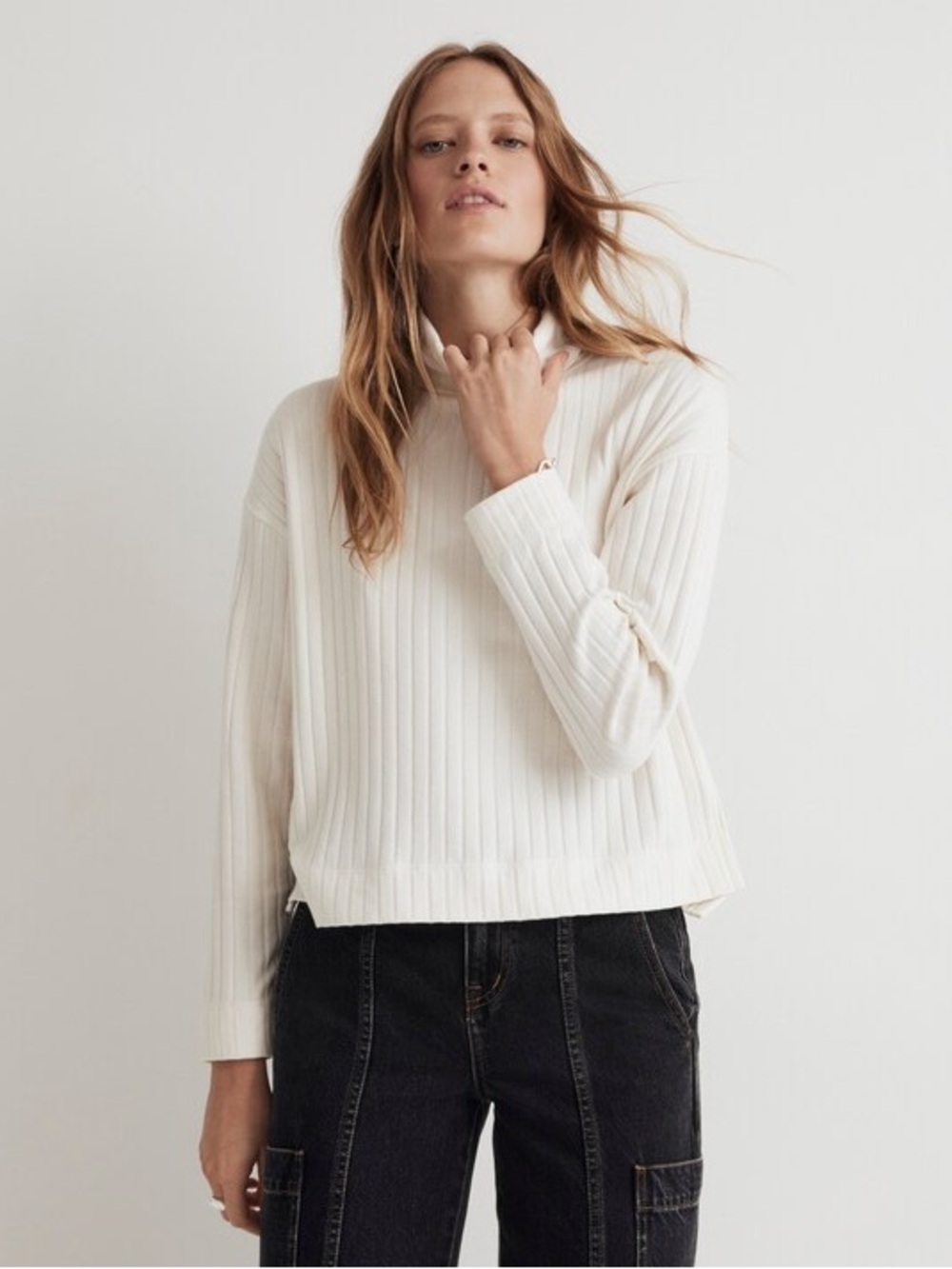 Madewell Relaxed Turtleneck Long-sleeve Tee Antique Cream Women’s Size XS